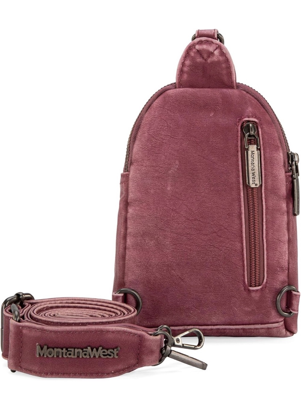 Montana West Leather Distressed Look Mauve Sling Bag